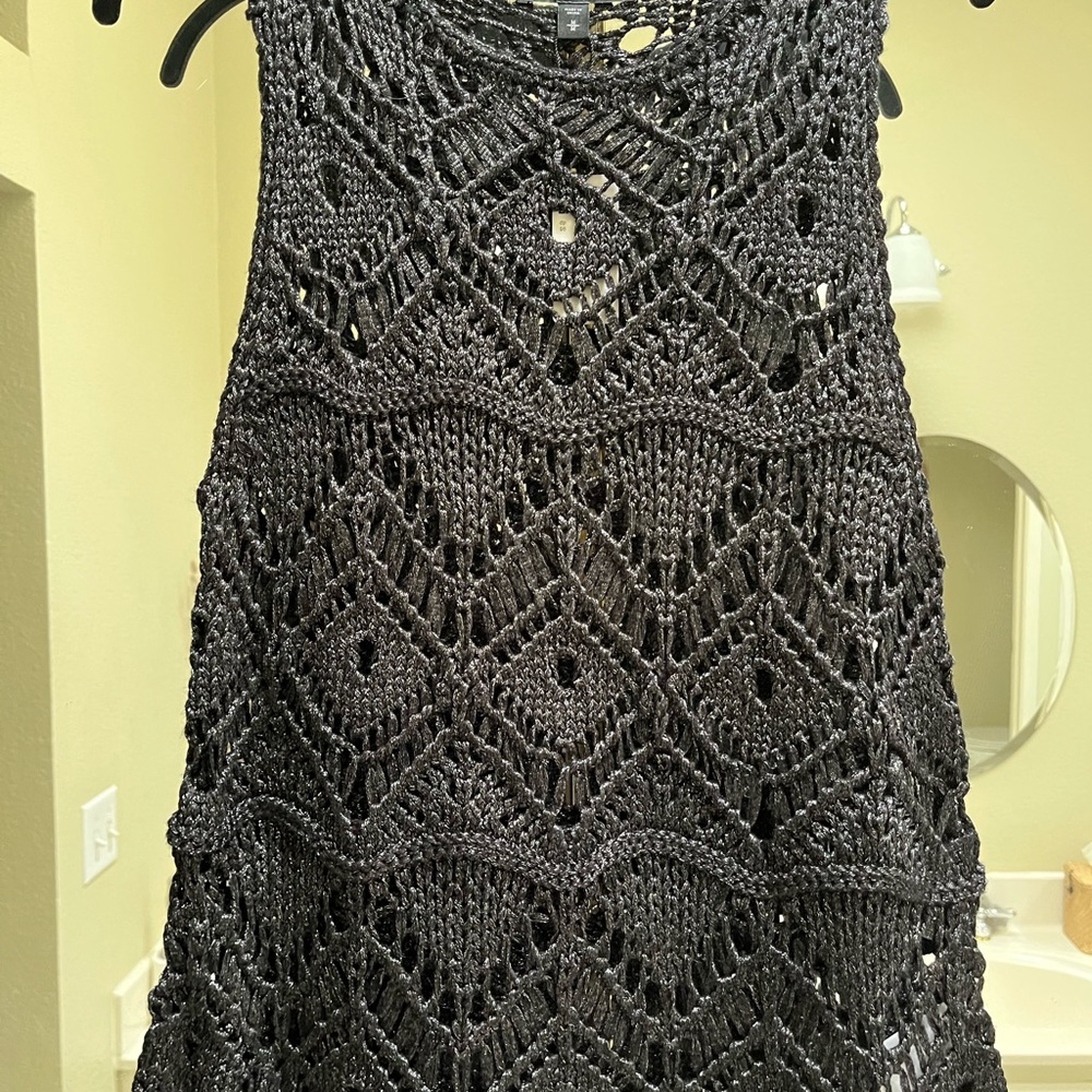 Express sleeveless high neck black/silver sweater. M. New with tags.